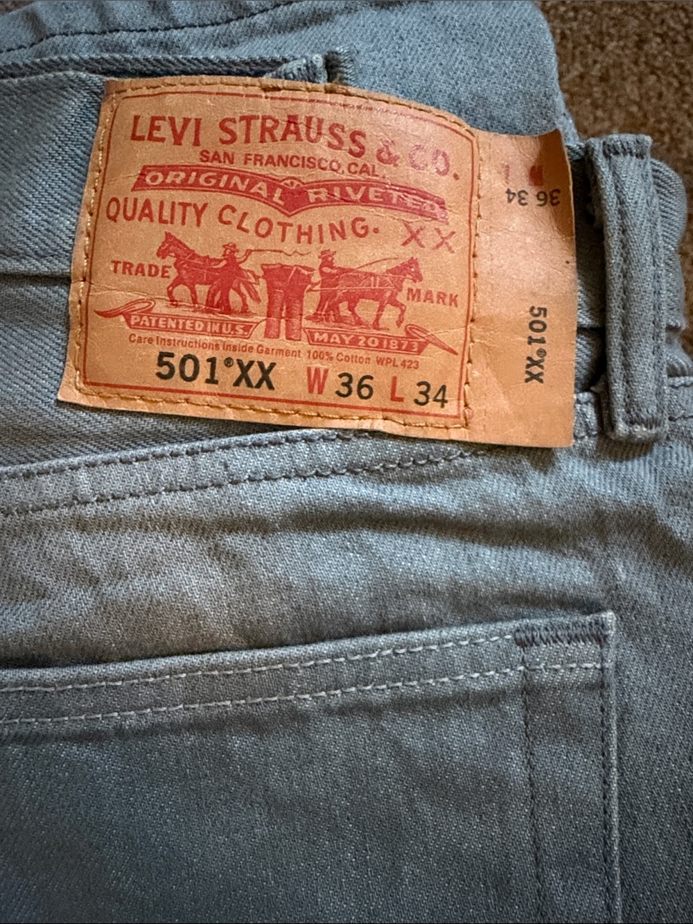 Levi's 501 XX Men's Straight Jeans in Grey 36x34